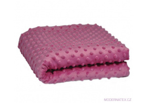 Látka mikroplyš Minky 380 Puntík, barva Sv. Fuchsiová