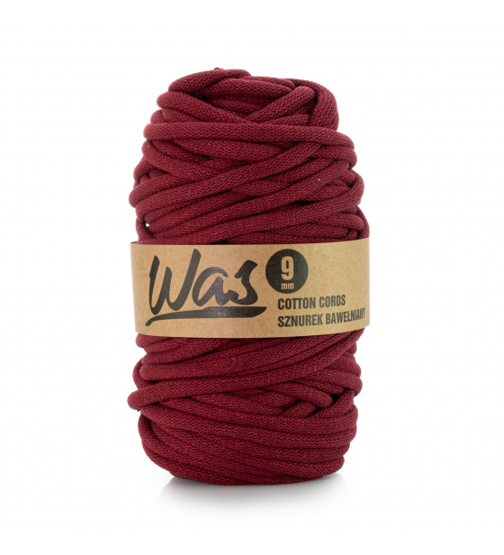 Bavlněná šňůra  9mm, 50m, bordo 170