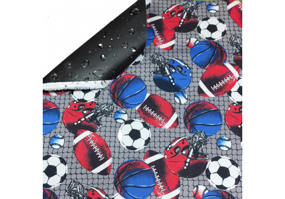 Vodu odpuzující látky kodura vzor Football na šedem