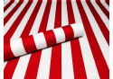 Tissu imperméable PREMIUM motif rayures rouges blanches