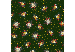 Vánoční bavlněná látka, metráž, šíře 160 cm, Vánoční motiv na Zeleném