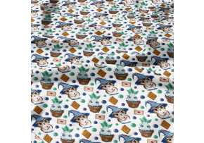 Bavlněné látky, metráž. Sova kouzelná na Bílém