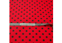 Dětské bavlněné látky, metráž. Puntík 10 mm, Černý na Červeném