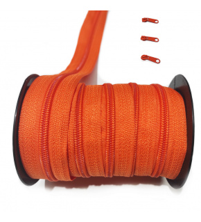 Zip spirálový pomerančový 5 mm metráž