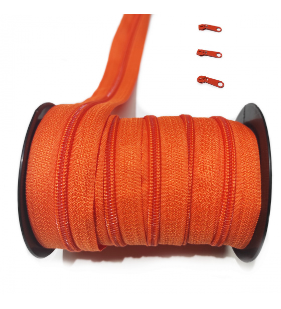Zip spirálový pomerančový 5 mm metráž 