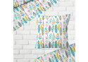 Dekorační bavlněná látka, metráž, Pírka Mentolová na Bílém