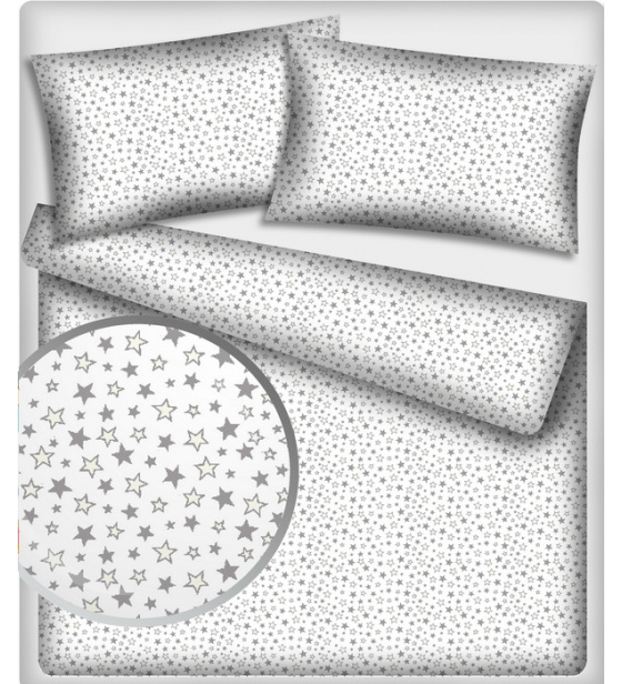 Dětská dekorační bavlněná látka vzor malé hvězdy šedé na bílém