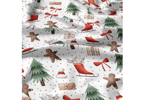 Vánoční bavlněná látka, metráž, šíře 160 cm, vzor Vánoce na Bílém 18