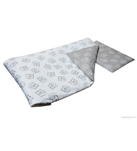 Povlečení do postýlky 2 dílné ŠEDÝ MEDVĚD barva Šedá