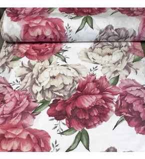 Bavlněná látka 100% bavlny, 125 g/m², šíře 160 cm, kytičky červené na bílém