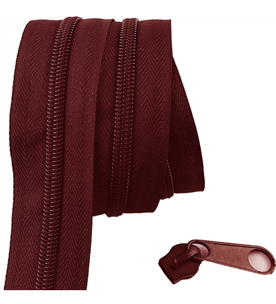 Zip spirálový bordo 5 mm metráž 