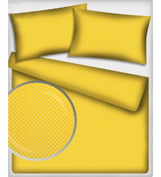 Dětské bavlněné látky vzor Puntík 7 mm bílý na žlutém, metráž