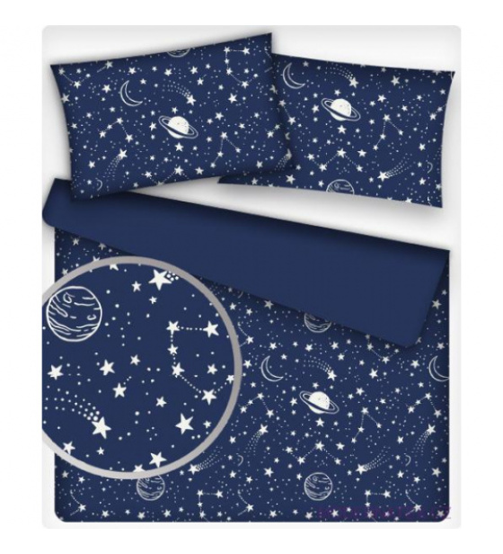 Dětská dekorační bavlněná látka vzor galaxie bílé na granátovém