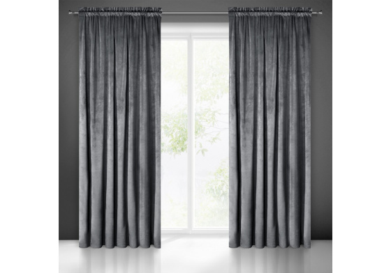 Jednobarevné Závěs s řasící páskou GRAFIT 140x250 cm