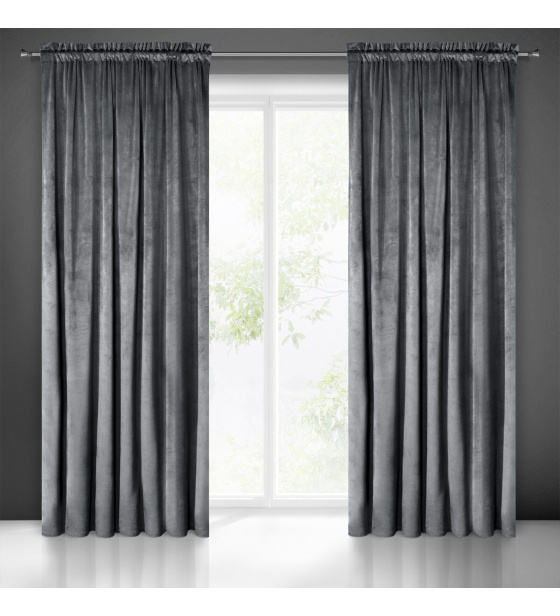 Jednobarevné Závěs s řasící páskou GRAFIT 140x250 cm