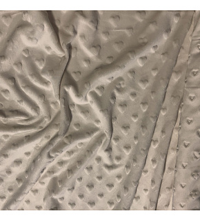 Látka minky srdička, 320 g/m², šíře 160 cm, metráž, ecru