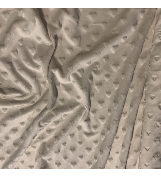 Látka minky srdička, 320 g/m², šíře 160 cm, metráž, ecru