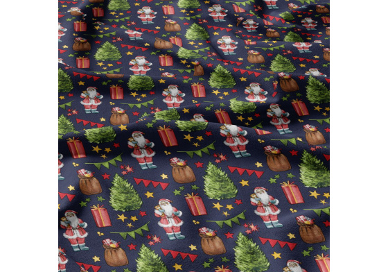 Vánoční bavlněná látka, metráž, šíře 160 cm, Vánoční Mikuláš