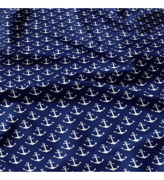 Dětská bavlněná látka metráž Kotvy Bílé na Modrém
