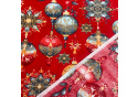 Vianočný vzor bavlnenej látky Vianočné Gule na Červenom, metráž 160 cm