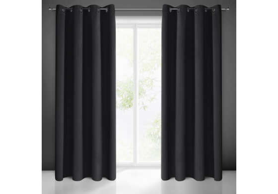 Zatemňovací Závěs s průchodkami ČERNÁ 135X250 cm