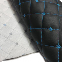 Le cuir écologique MIX 3x3 cm, couleur noir-turquoise, 145 cm 