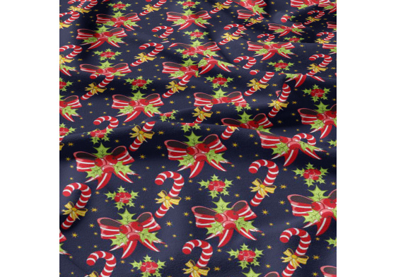Vánoční bavlněná látka, metráž, šíře 160 cm, Vánoční ozdoby Červené na Granátovém
