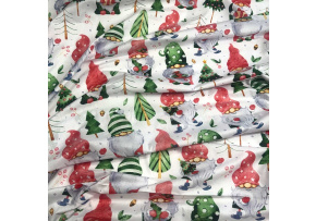 Vánoční bavlněná látka, metráž, šíře 160 cm, Vánoční  vzor na Bílém