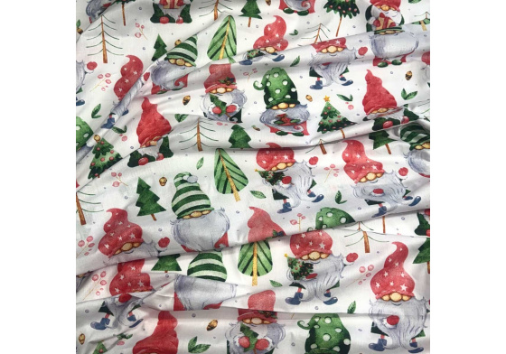 Christmas cotton fabric, by the meter, width 160 cm, Christmas pattern on White