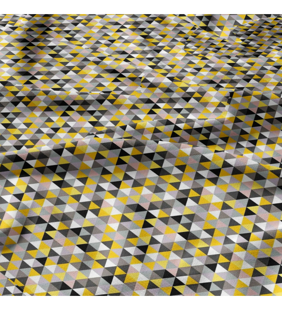 Bavlněná látka 100% bavlna, 125 g/m², šíře 160 cm, trojúhelníky žluté a černé