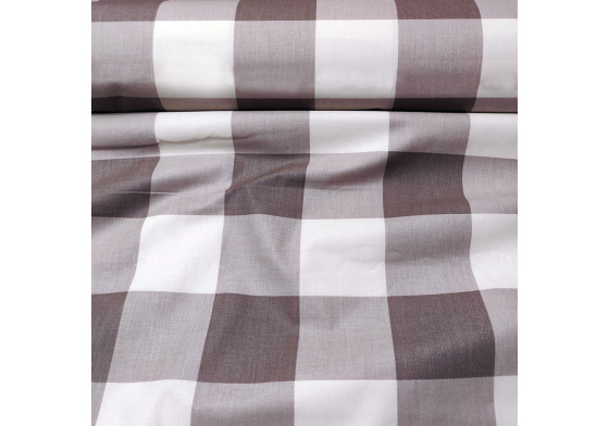 Dětské bavlněné látky, metráž. Kostka 8 cm, Hnědá