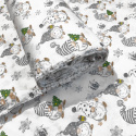 Tissus en coton de Noël au mètre, motif Gonme Gris sur blanche, 160 cm 