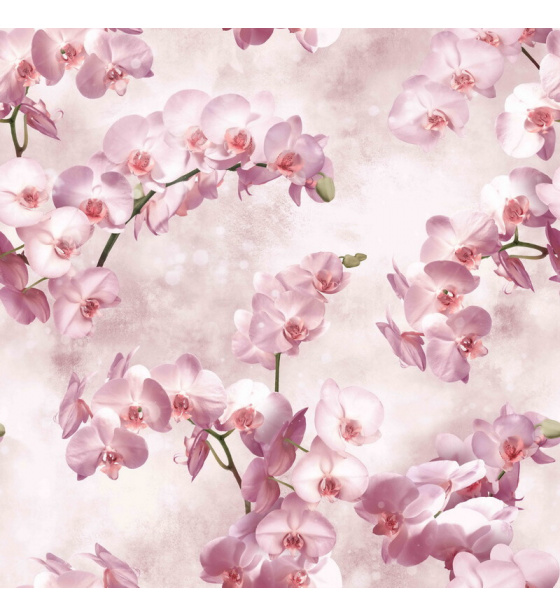 Velurové potahové látky s potiskem, Růžové orchideje