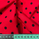 Tkanina bawełniana Czarne groszki 7 mm na czerwonym tle