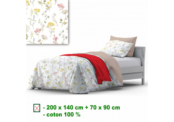 Bavlněné povlečení na zip, barva Bílá, 140x200 cm