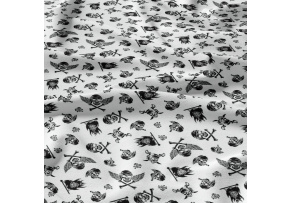 Bavlněná látka Lebky Černé na Bílém