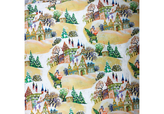 Vánoční bavlněná dekorační látka, metráž 160 cm, vzor 20 na bílém