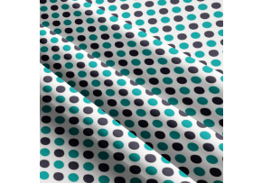 Dětské bavlněné látky, metráž. Puntík 22 mm, Modrý a Tyrkysový na Bílém