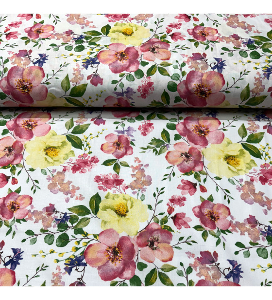 Bavlněné látký vzor Květ Jabloně na bílém