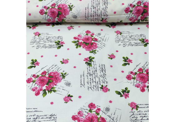 Dekorační dětská bavlněná látka vzor kytičky červeně