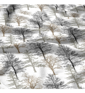 Bavlněná látka 100% bavlny, 125 g/m², šíře 160 cm, stromy na bílém