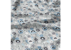 Bavlněná látka metráž. Hlemýždi Šedé na Šedém