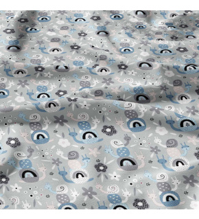 Bavlněná látka metráž. Hlemýždi Šedé na Šedém