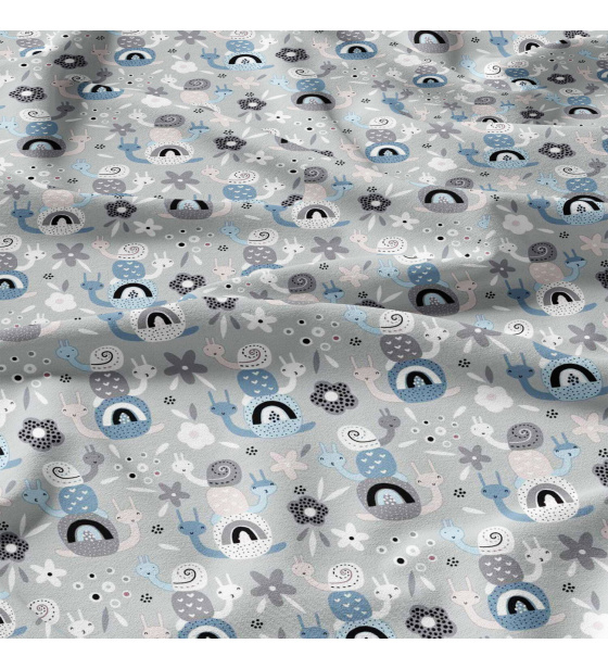 Bavlněná látka metráž. Hlemýždi Šedé na Šedém