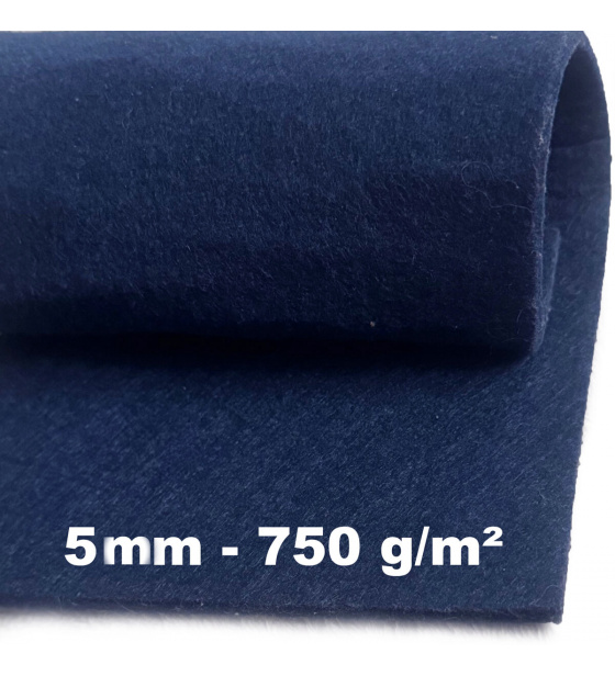 Technický filc 5 mm barva tmavě modrá, šířka 100 cm