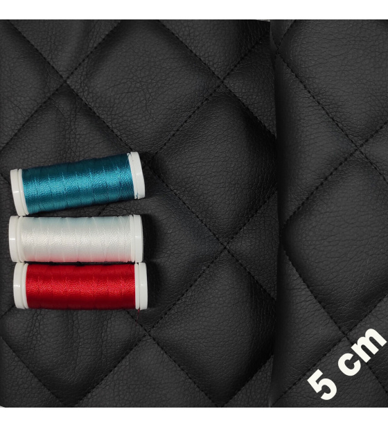 Ekokůže 5x5 barva Černá prošívaná Černými nitěmi  1,15 m x 1,1 m