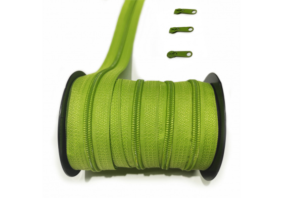 Zip spirálový zelený 5 mm metráž 