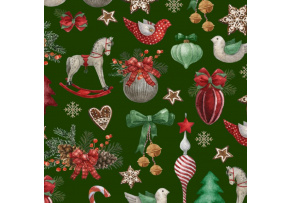 Vánoční bavlněná látka, metráž, šíře 160 cm, Koně na Zeleném