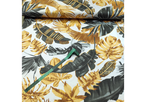 Bavlněná látka Monstera Grafitová