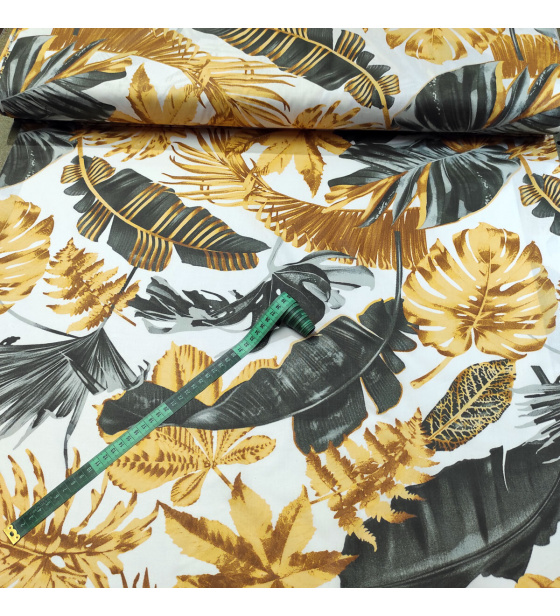 Bavlněná látka Monstera Grafitová